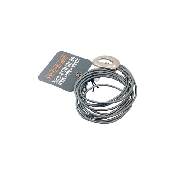 Diana Kauffman Wrap Around Unisex Bracelet, PLAYING HOOK,  Leather, Preppy, Grey - Picture 5 of 10